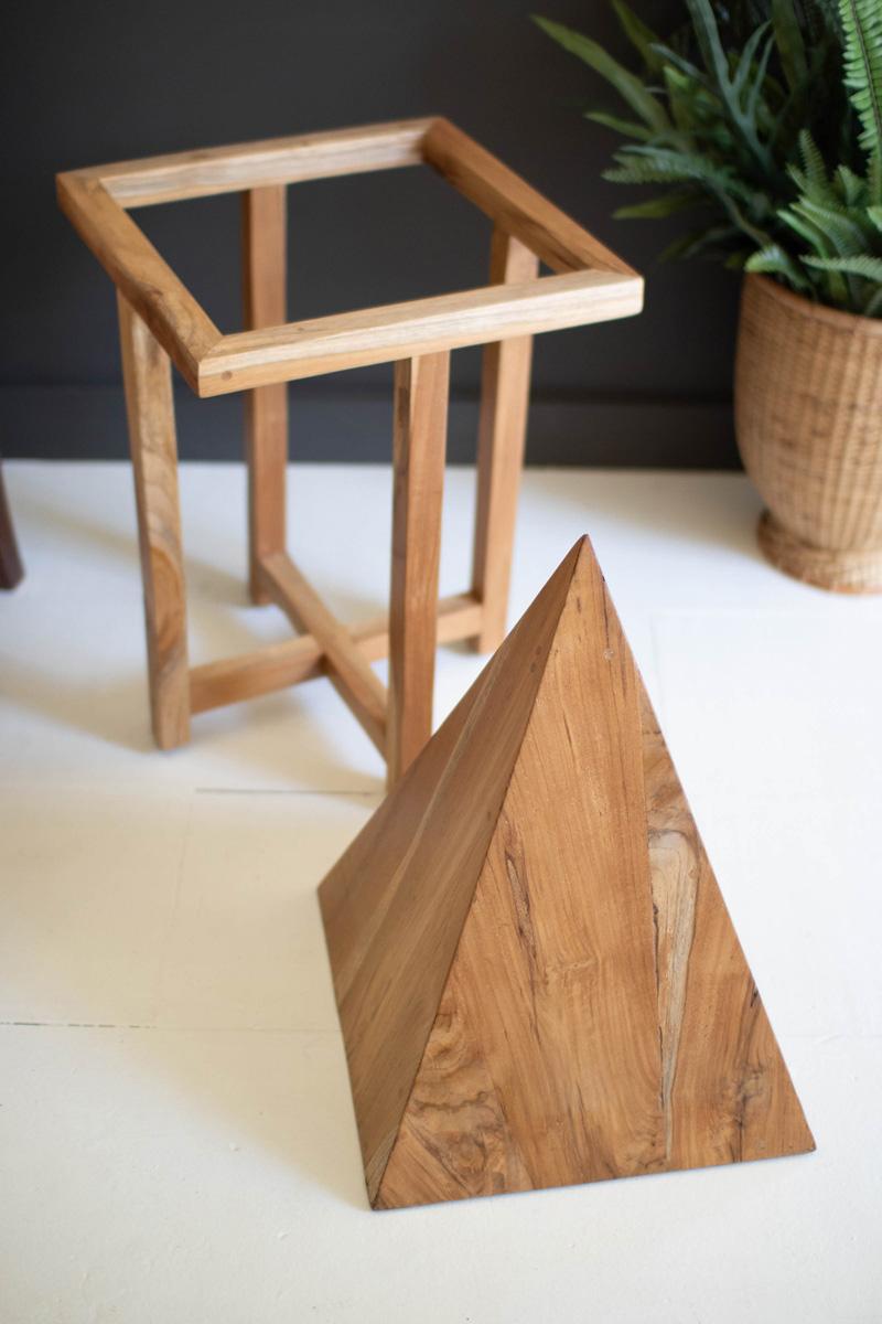Teakwood Pyramid Side Table