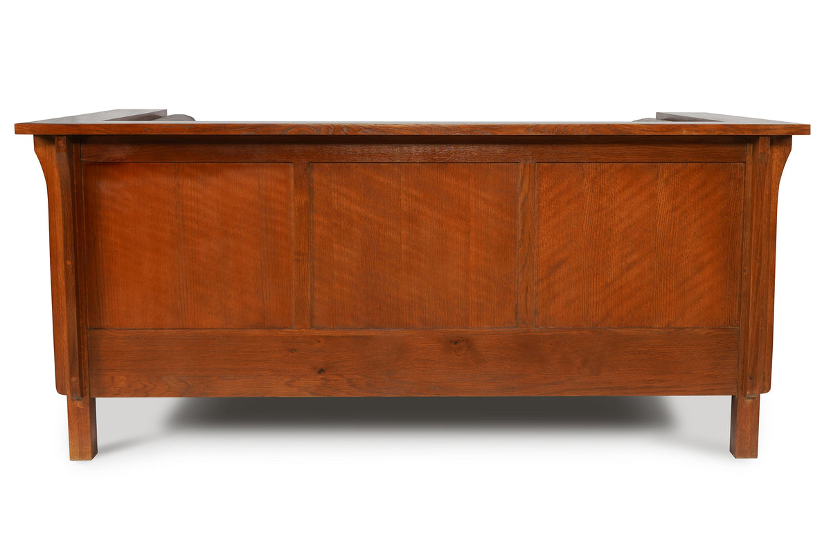 Craftsman Cubic Panel Side Love Seat - Chestnut Brown Leather