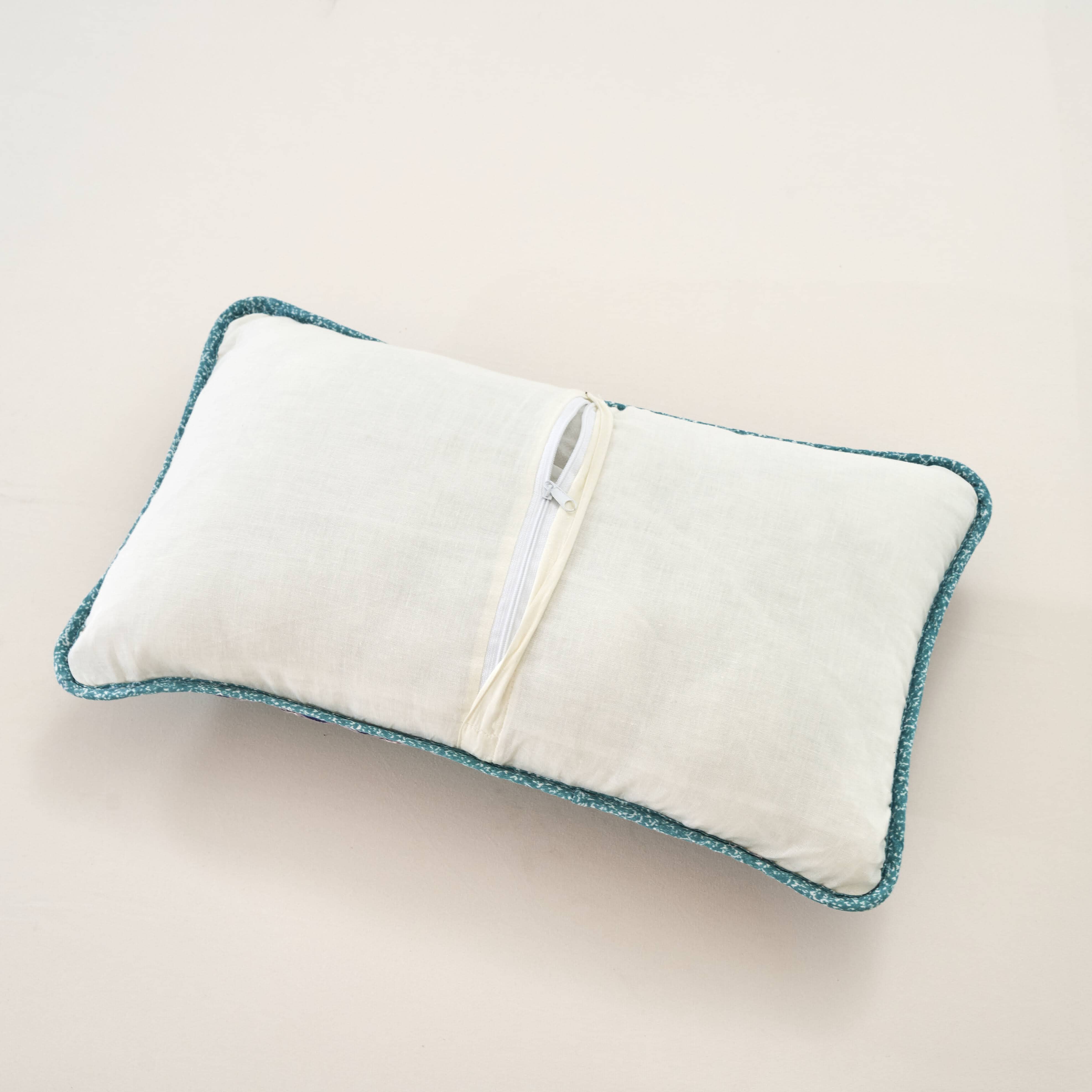 Tache Cotton Turquoise Blue Geometric Patchwork Border Old World Lumbar Pillow Sham (JHW-936)