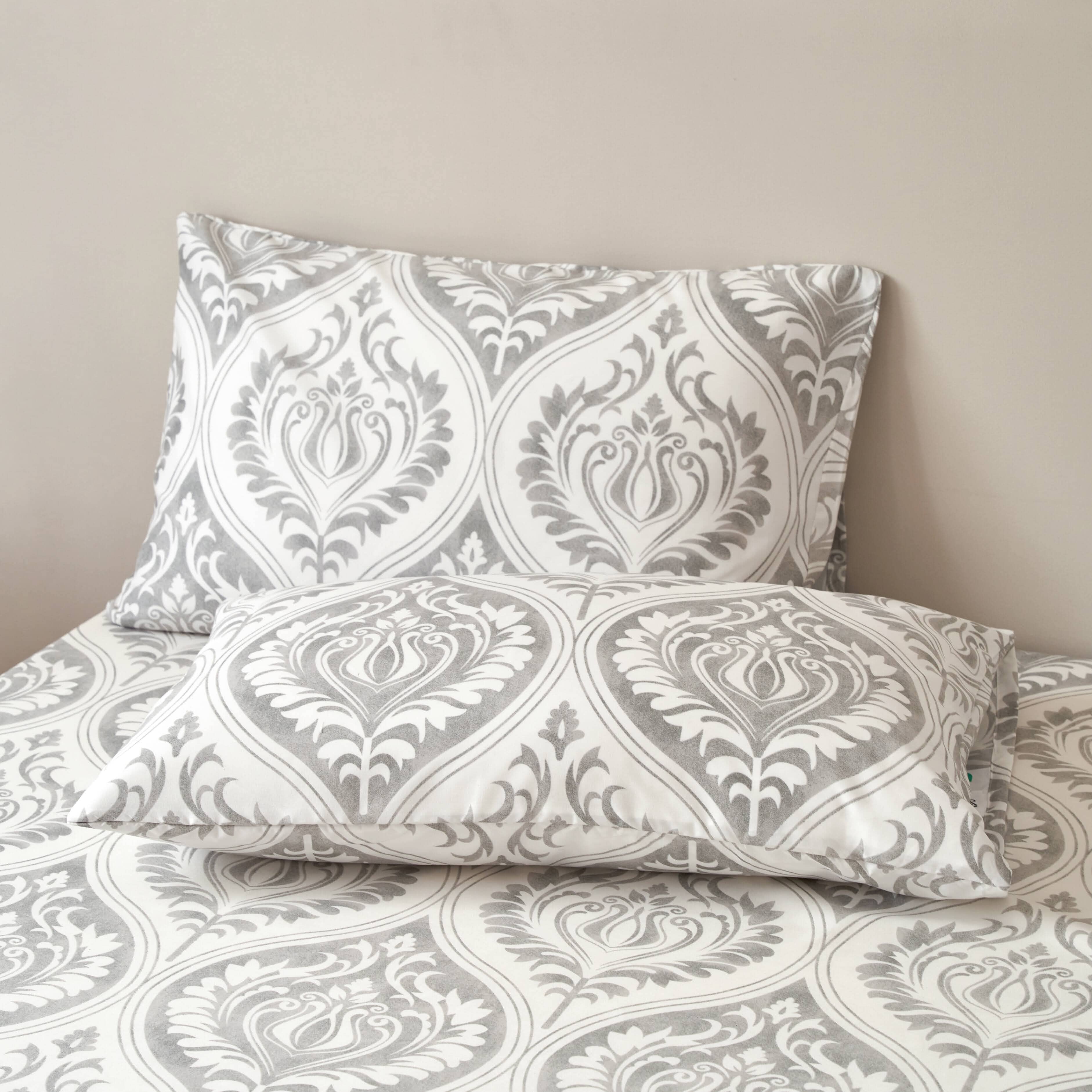 Tache Dreamy Moon Sky Ogee Damask Heather Gray White Bed Sheet Set (TB300)