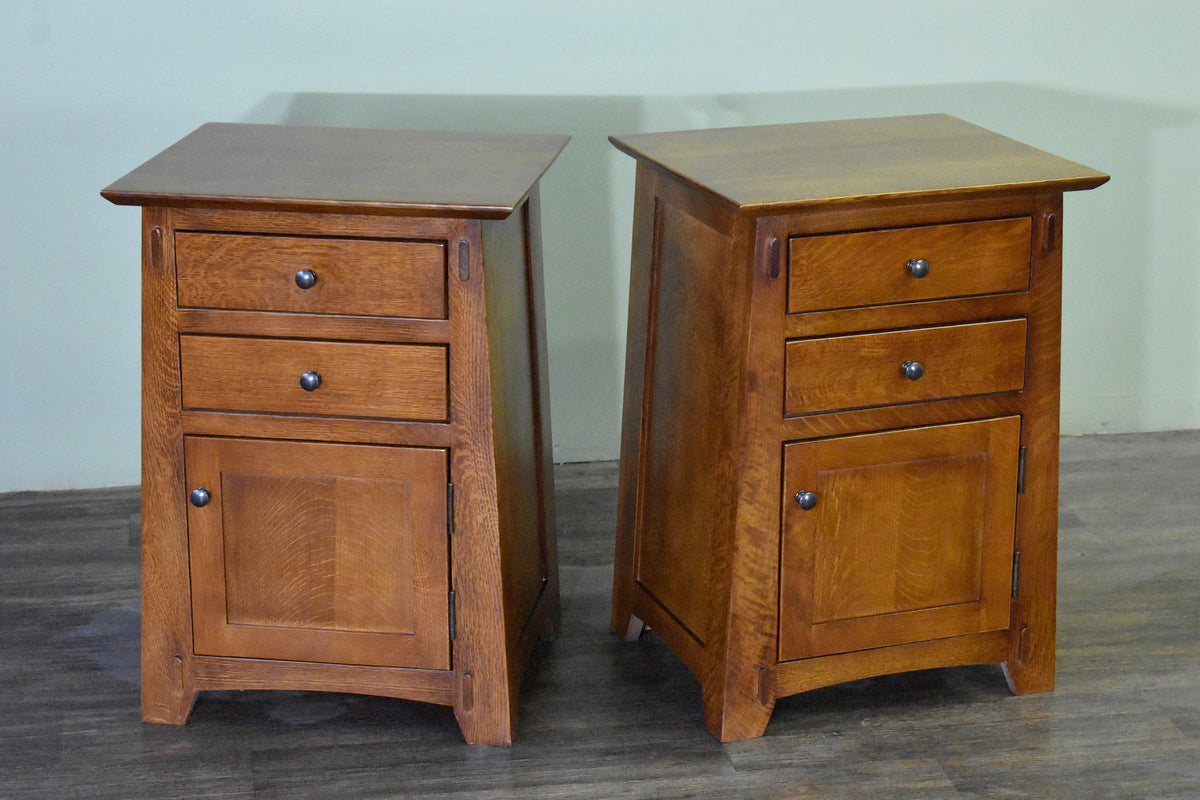 Mission Style Tapered Leg 2 Drawer Nightstand