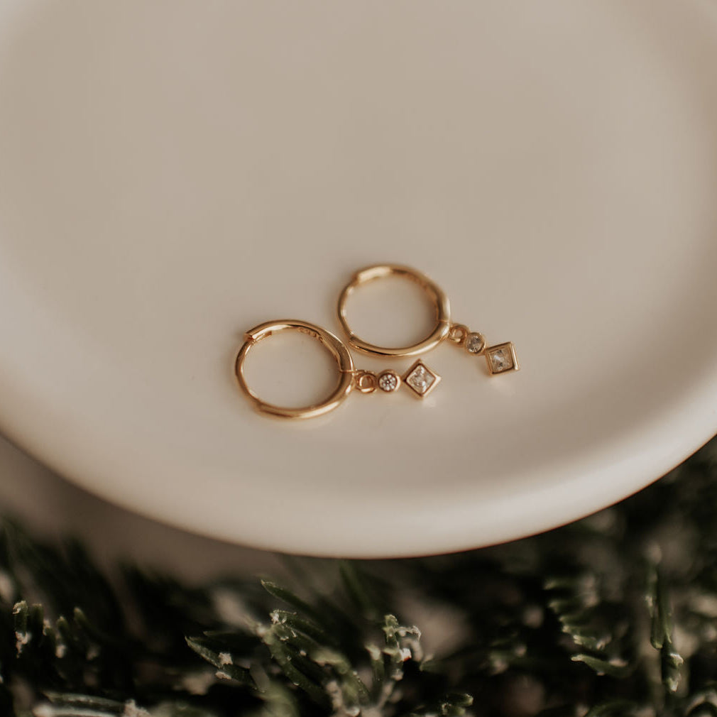 Willow Diamond Dangle Hoops