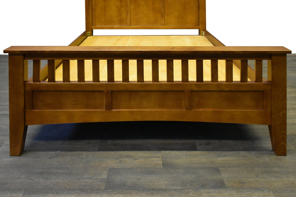 Mission Style Quarter Sawn Oak Bed with Slats - Michael's Cherry
