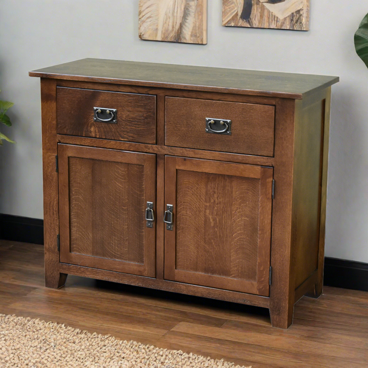 Mission 2-Door 2-Drawer Sideboard, Console – Walnut Finish