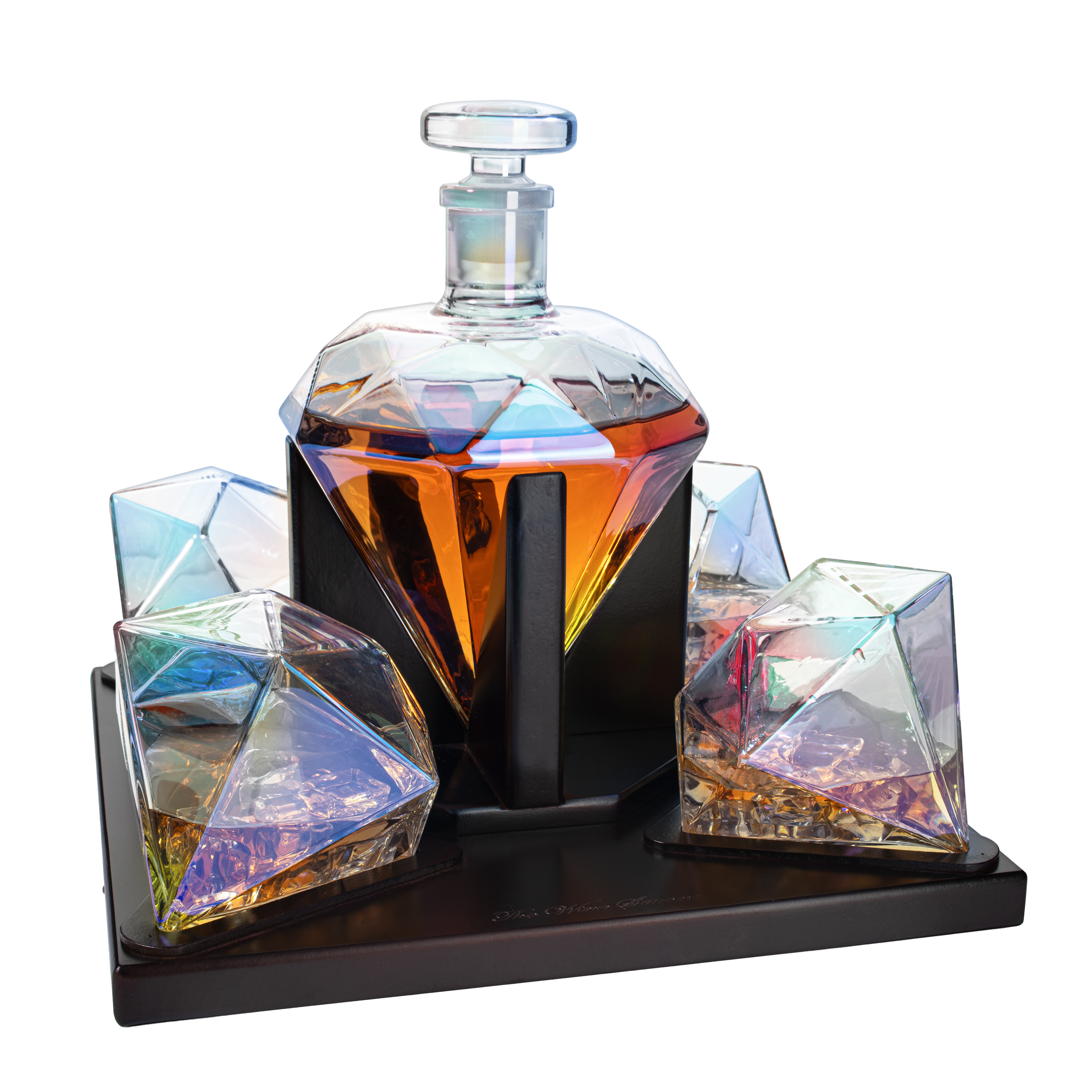 Diamond Whiskey And Wine Decanter Great Gift 750ML With 4 Diamond Glasses And Beauti