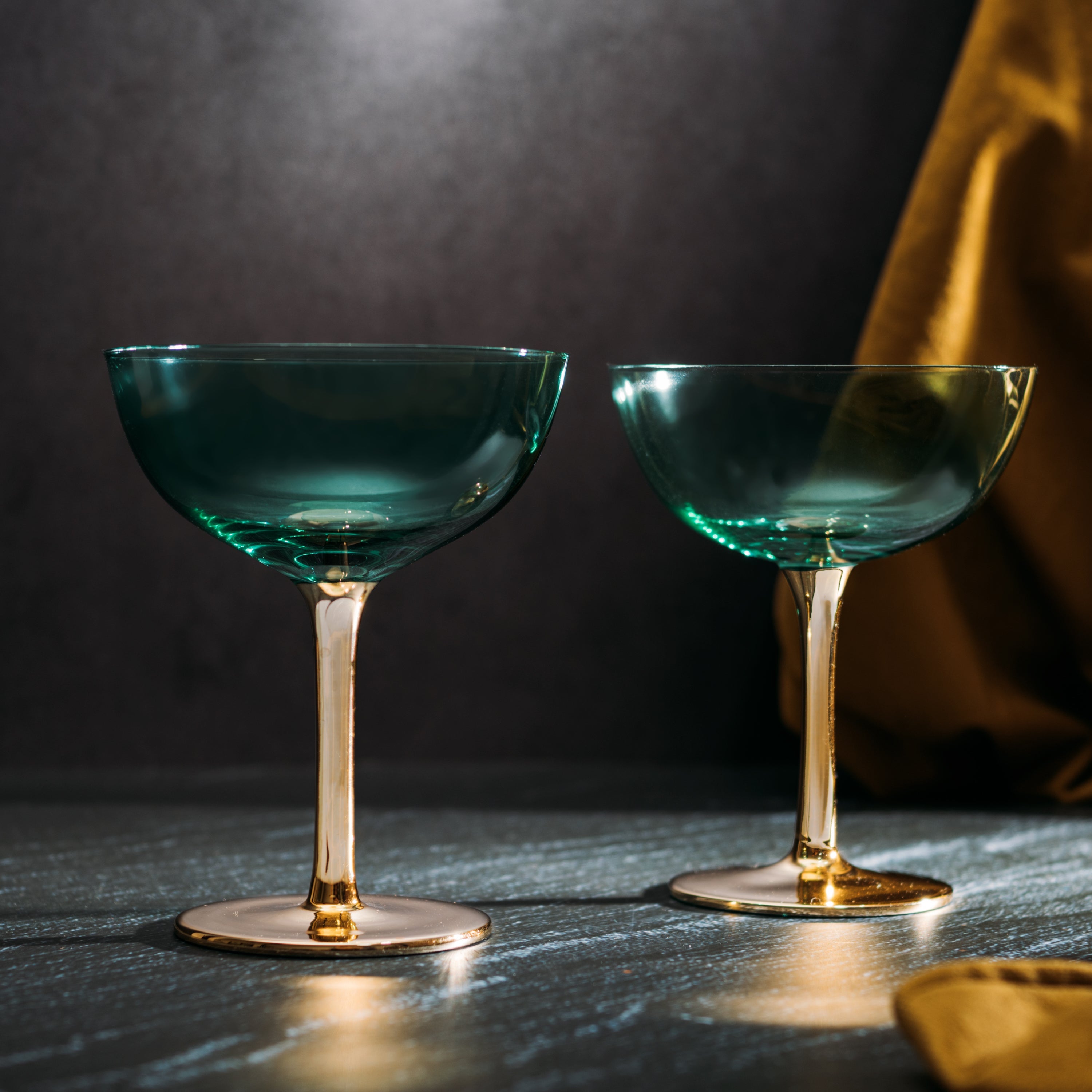 Colored Coupe Art Deco Glasses Gold Set Of 2 12 Oz Classic Cocktail Glassware For Champagne Martini