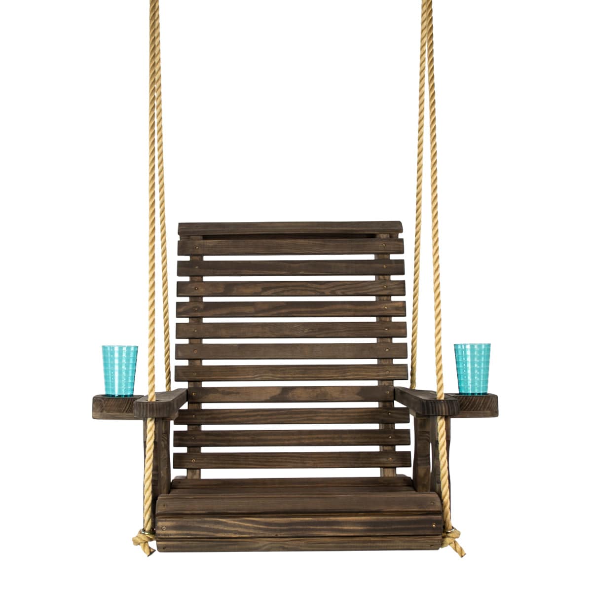 Amish Casual Dark Walnut Stain Clearcoat Roll Back Swing Chair