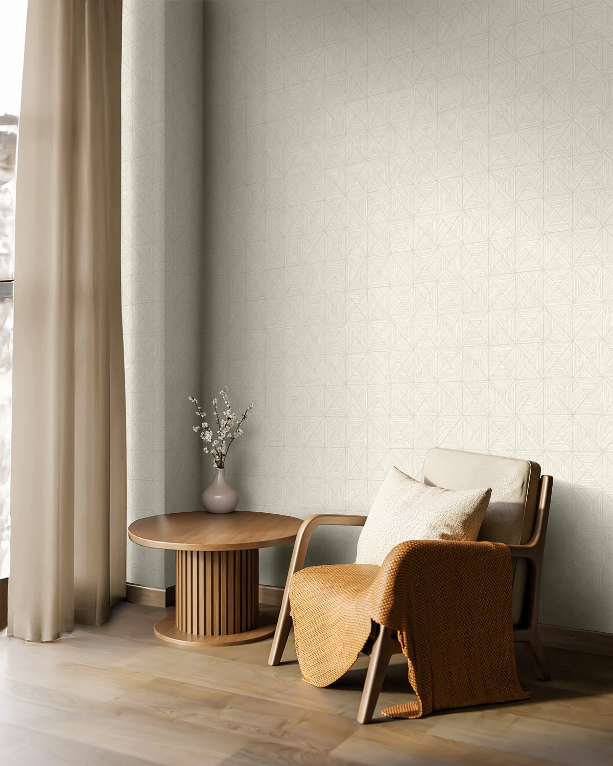 Neutral Elements Lunoria Geometric Unpasted Wallpaper