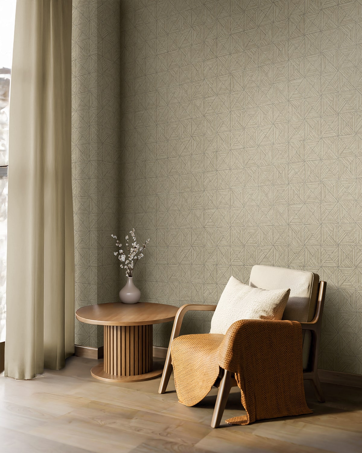 Neutral Elements Lunoria Geometric Unpasted Wallpaper
