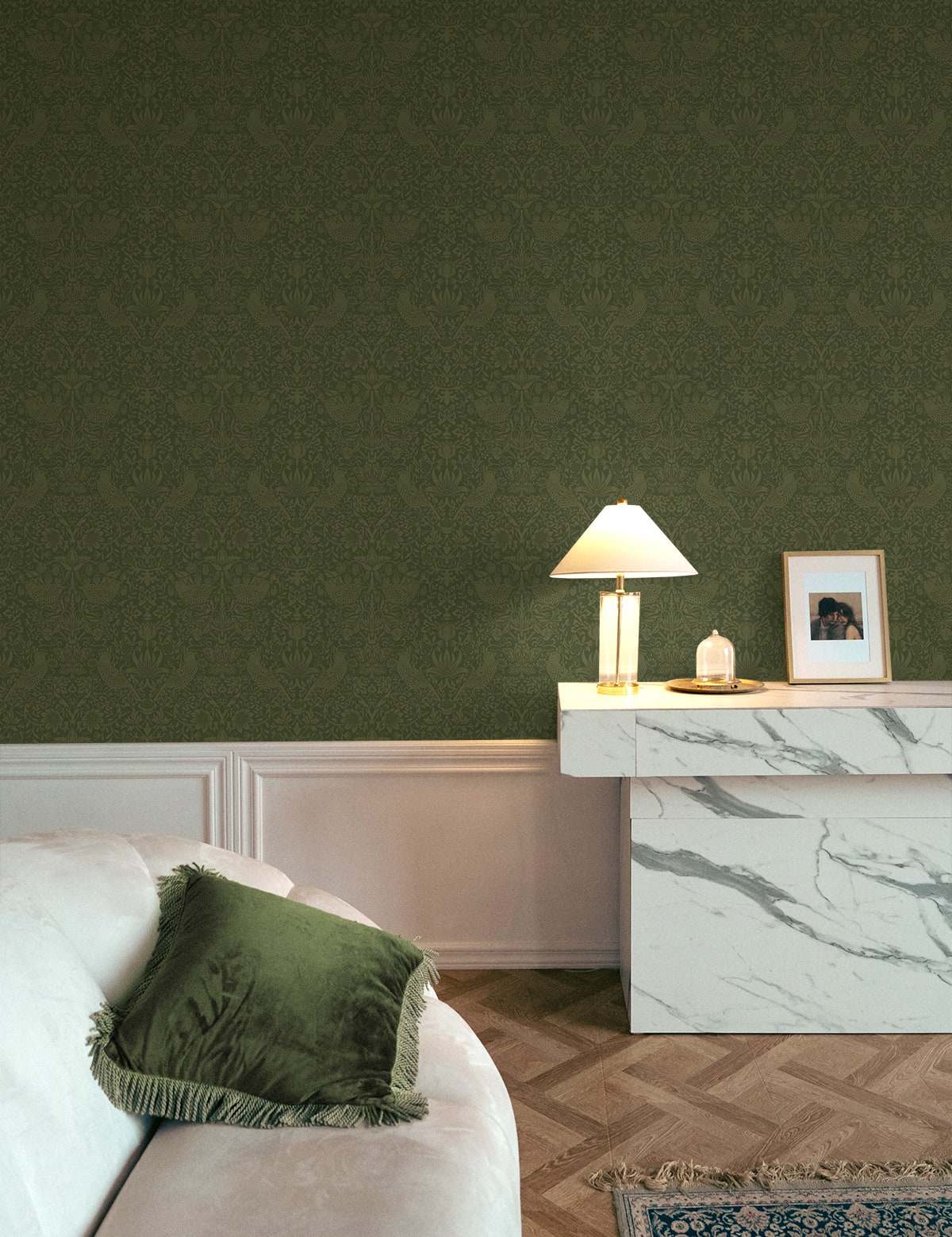 Tonal Bird Garden Vintage Prepasted Wallpaper