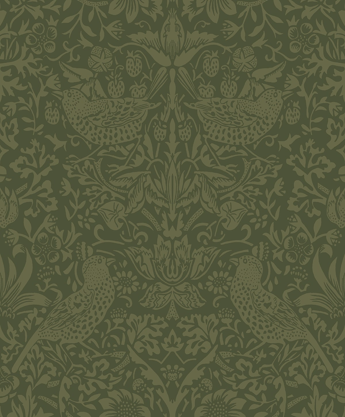 Tonal Bird Garden Vintage Prepasted Wallpaper