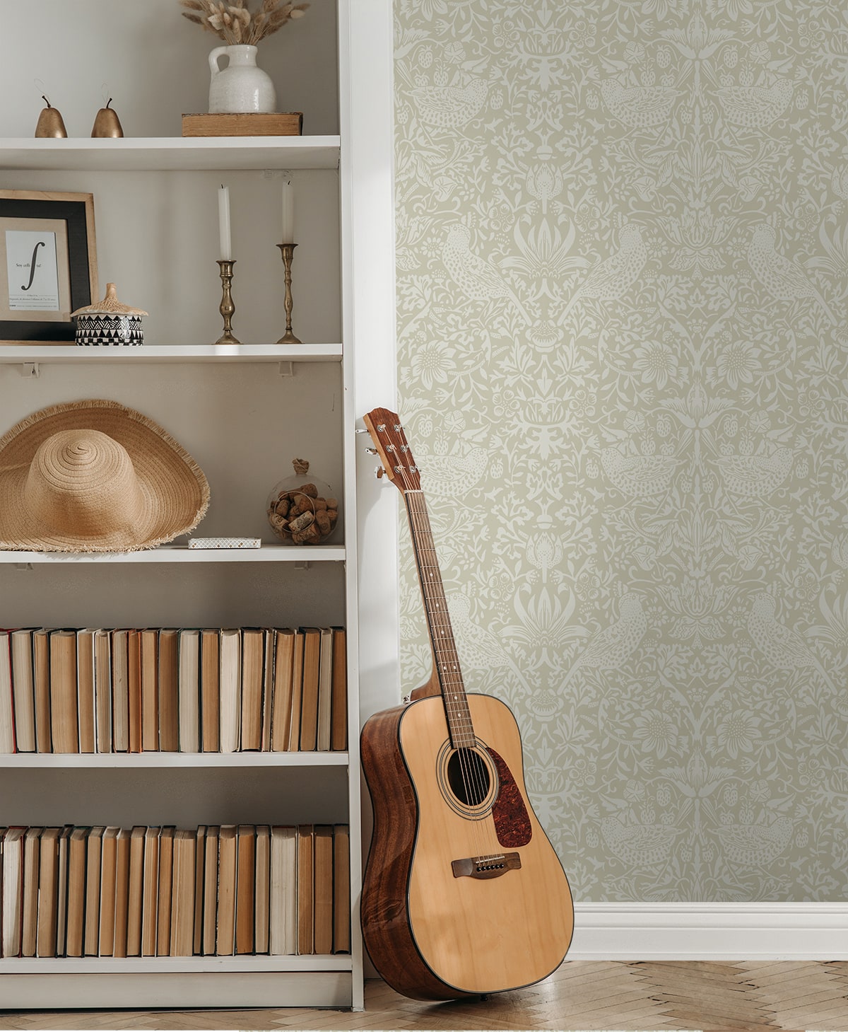 Tonal Bird Garden Vintage Prepasted Wallpaper