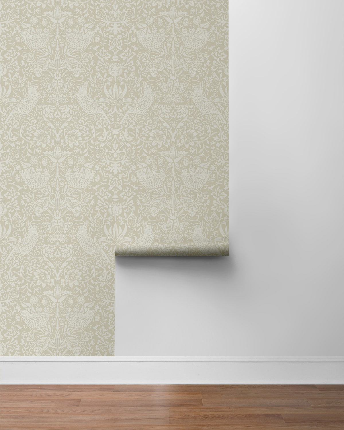 Tonal Bird Garden Vintage Prepasted Wallpaper