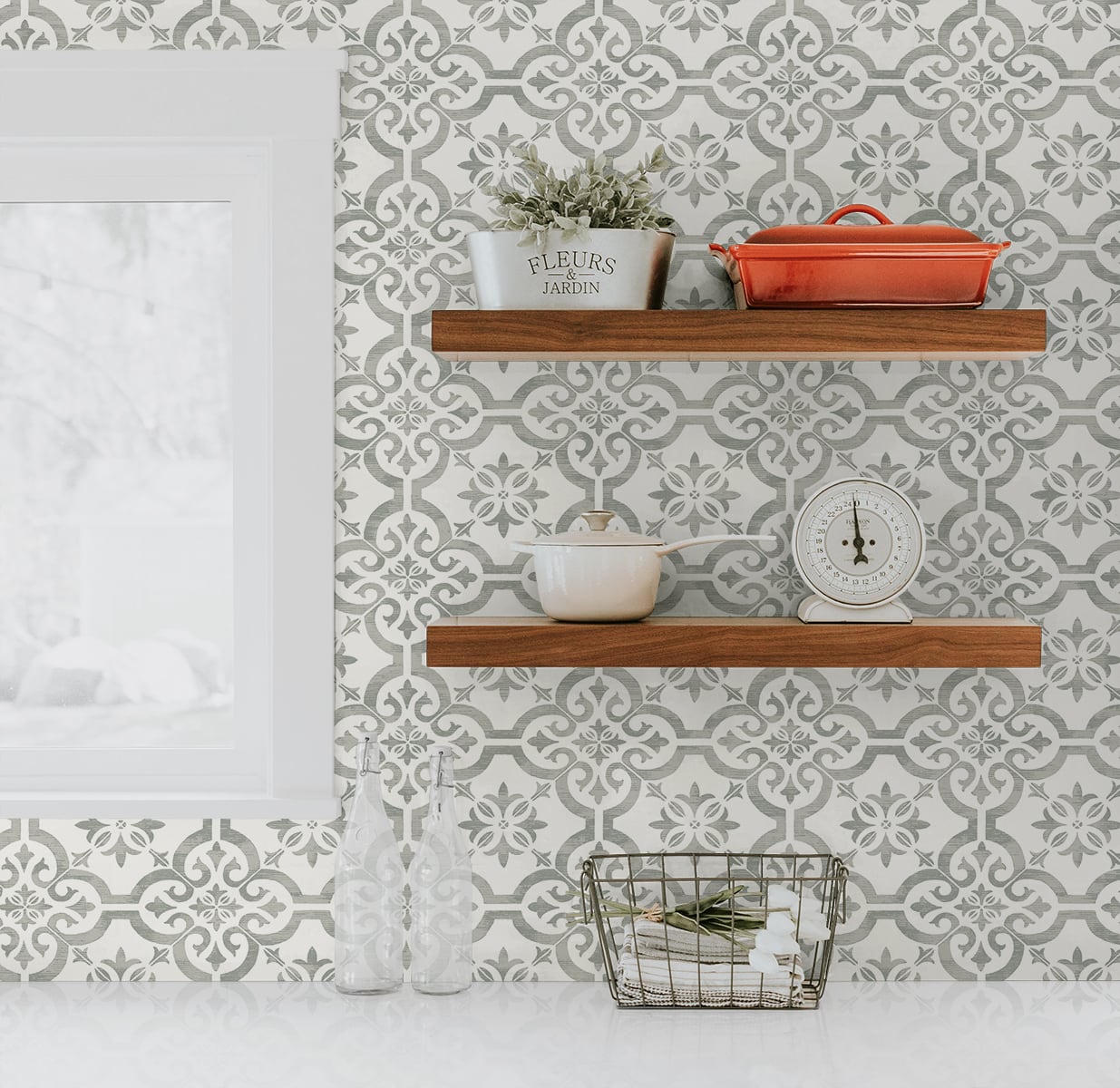 ET10010 Encaustic Faux Tile Unpasted Wallpaper