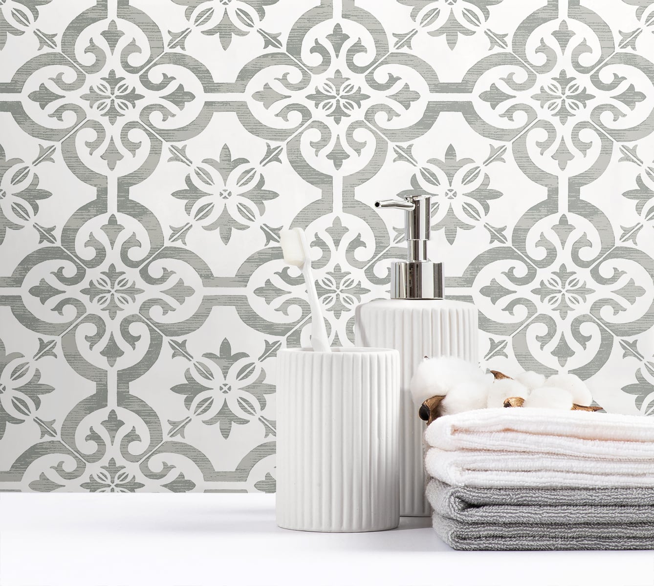 ET10010 Encaustic Faux Tile Unpasted Wallpaper