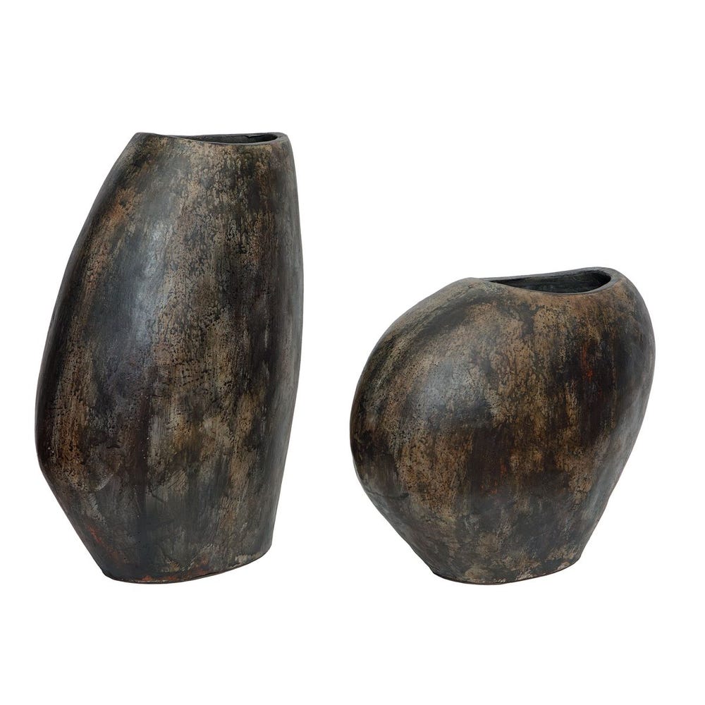 Emberstone Sculptural Indoor-Outdoor Vases – Set of 2