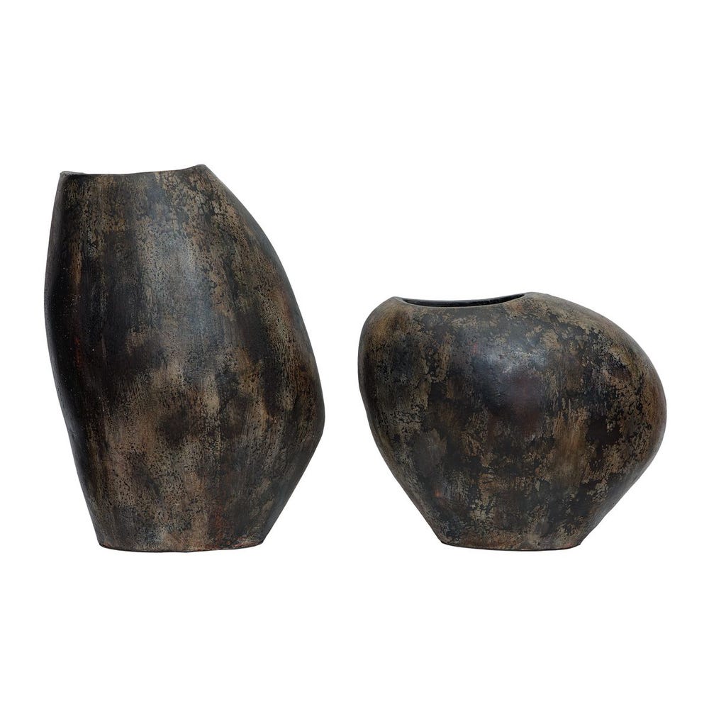 Emberstone Sculptural Indoor-Outdoor Vases – Set of 2