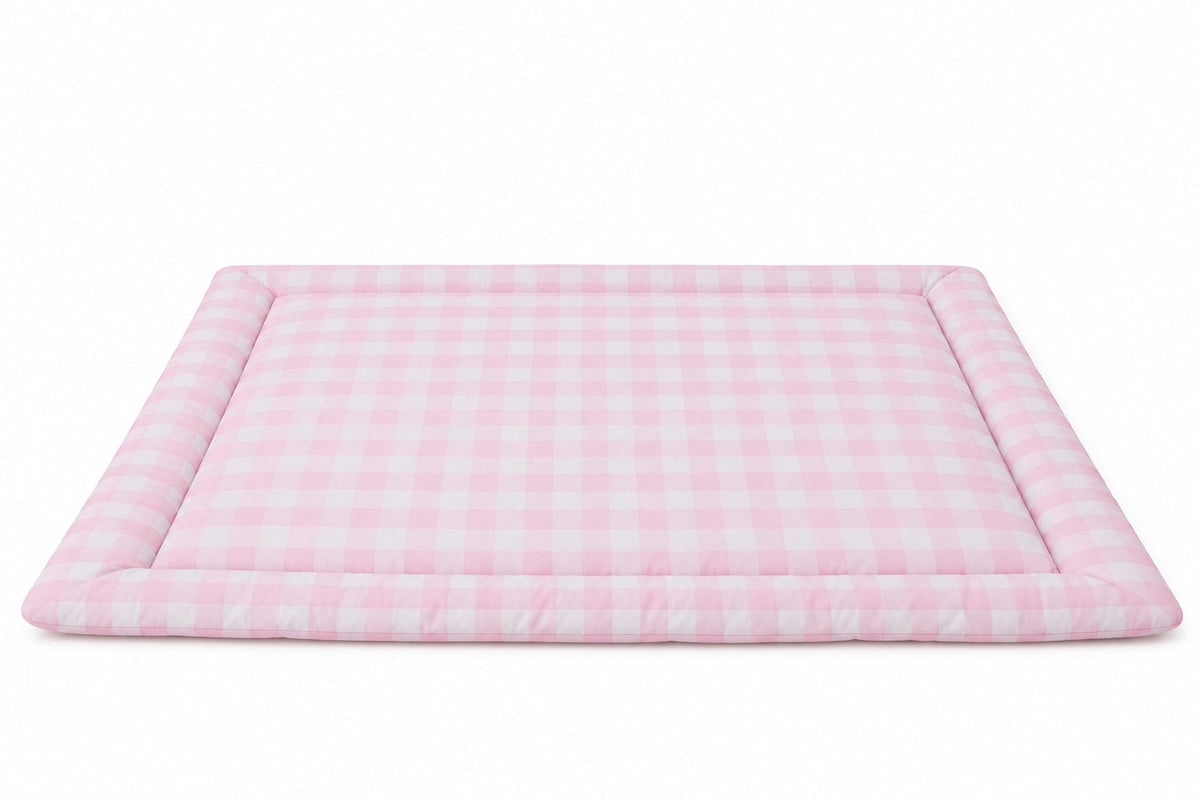 Light Pink Checkered Padded Baby Play Mat