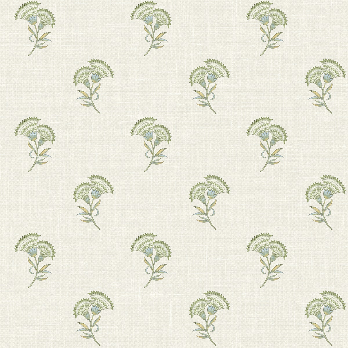 French Country Lotus Branch Floral Unpasted Wallpaper