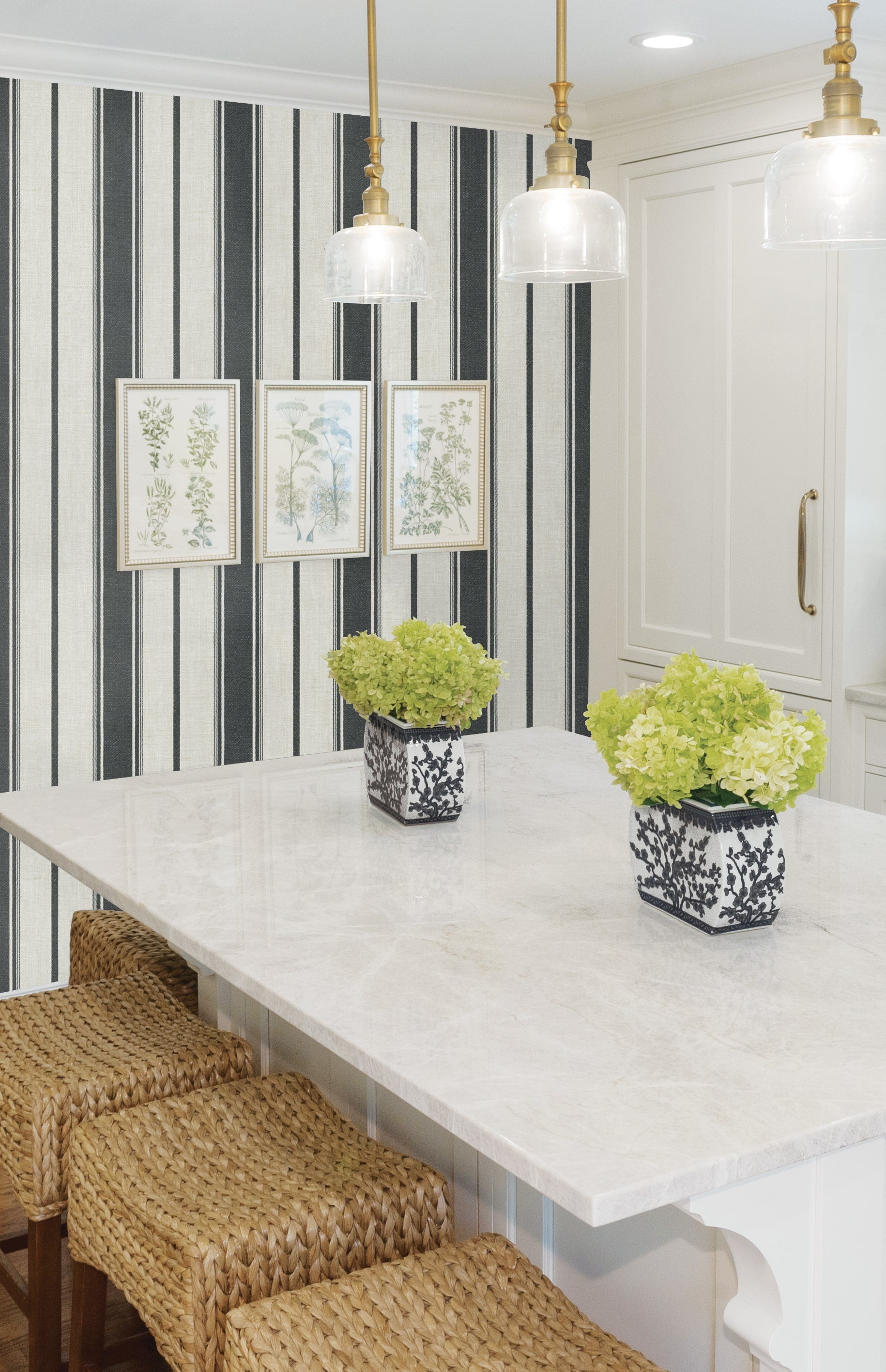 French Country Eliott Linen Stripe Unpasted Wallpaper