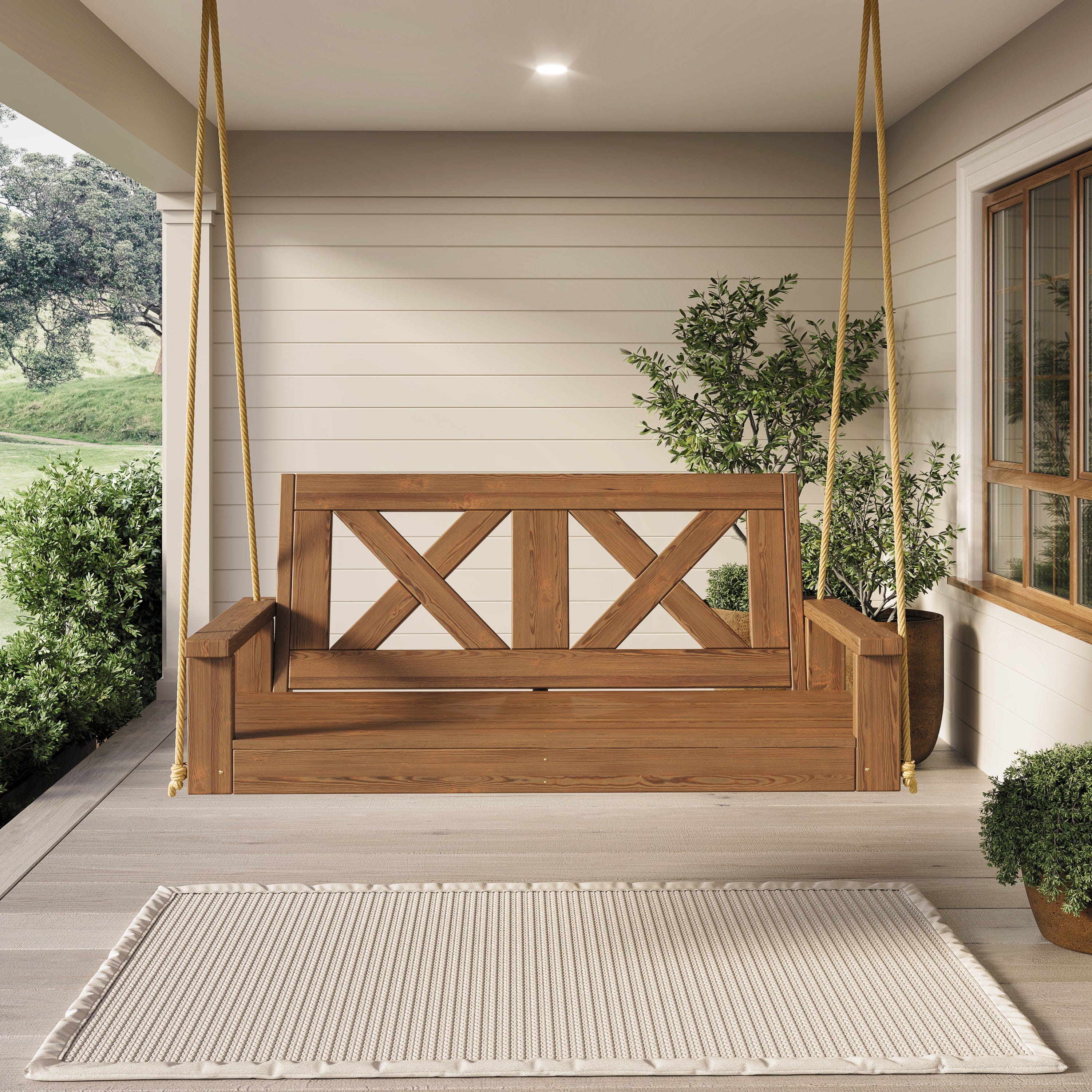 Porchgate Amish Heavy Duty 700 Lb 4-Foot Farmhouse Porch Swing - Tricorn Black