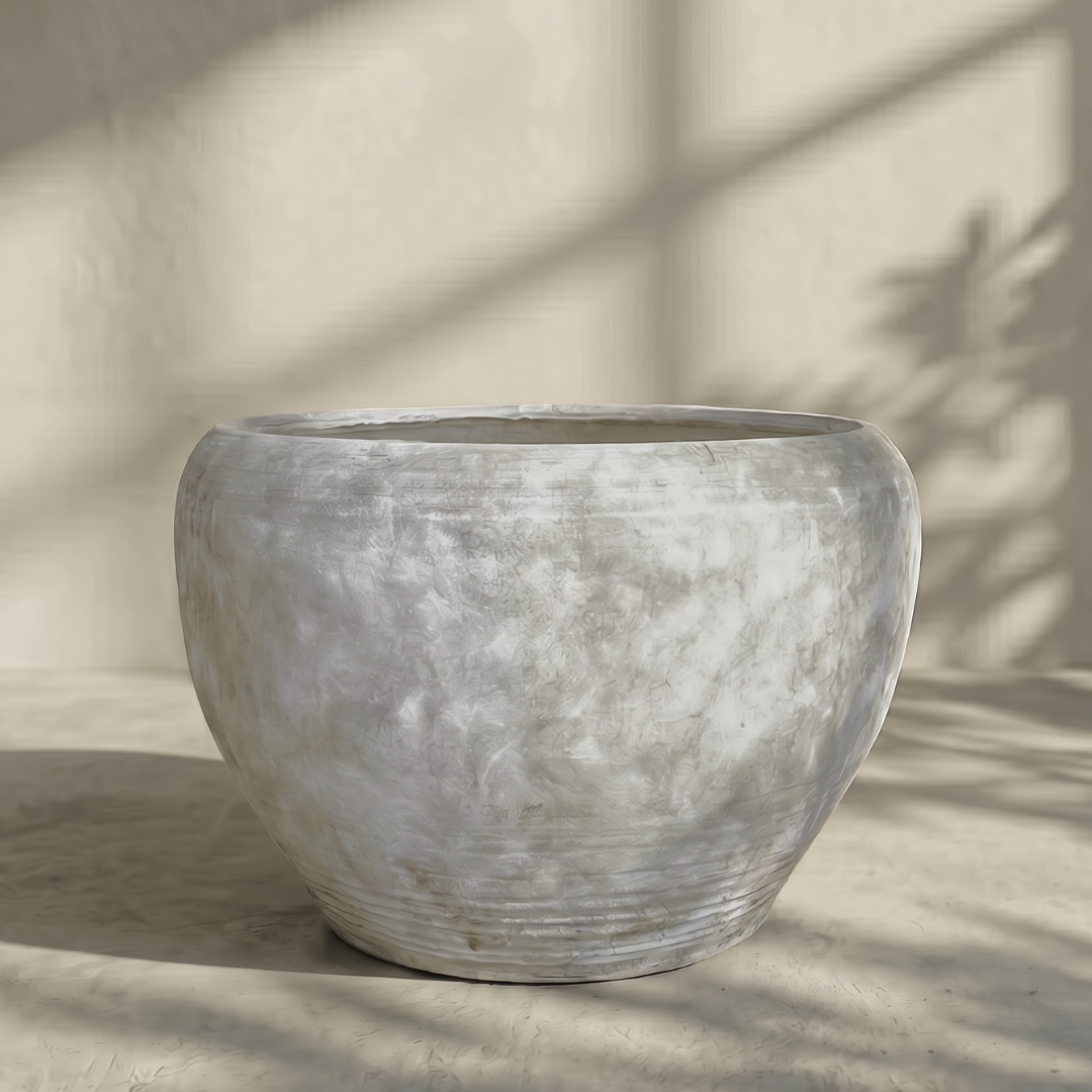 Titan XXL, Fiber Clay Pot, Hand-painted in Aged Black or Aged White, 28.3"D x 17"H