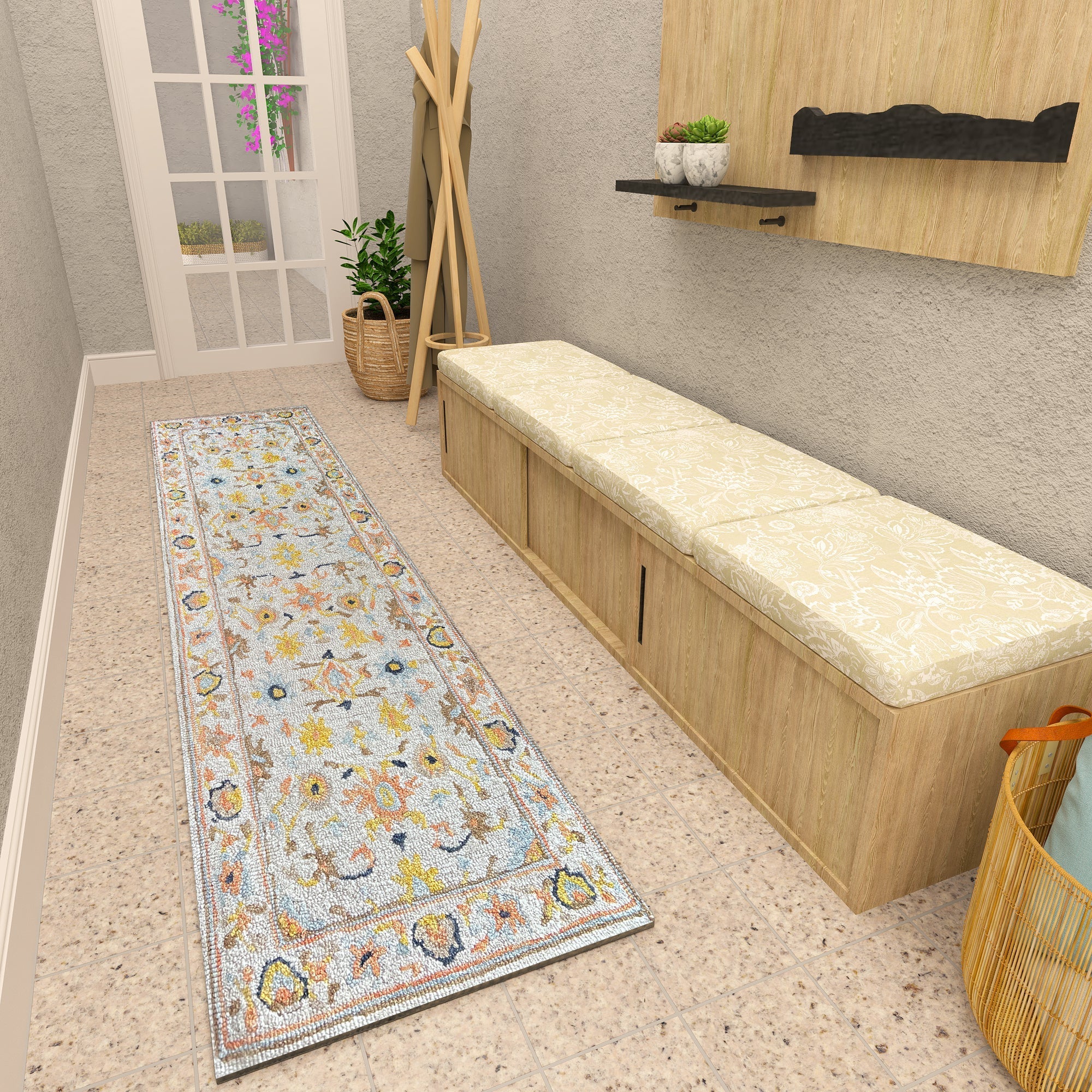 Premium Hand-Tufted Rug Made of 100% Wool  - Flora Meadow - 2x10 Feet