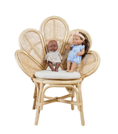 Handmade Rattan Flower Chair for Kids – Blossom Bloom Rattan Chair – Handwoven Flower Chair for Kids and Dolls| Boho Nursery & Playroom Furniture