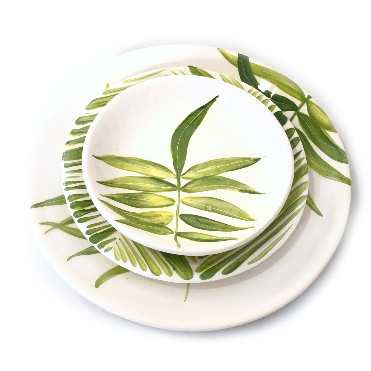 Floating Leaves Dessert Plate - Green
