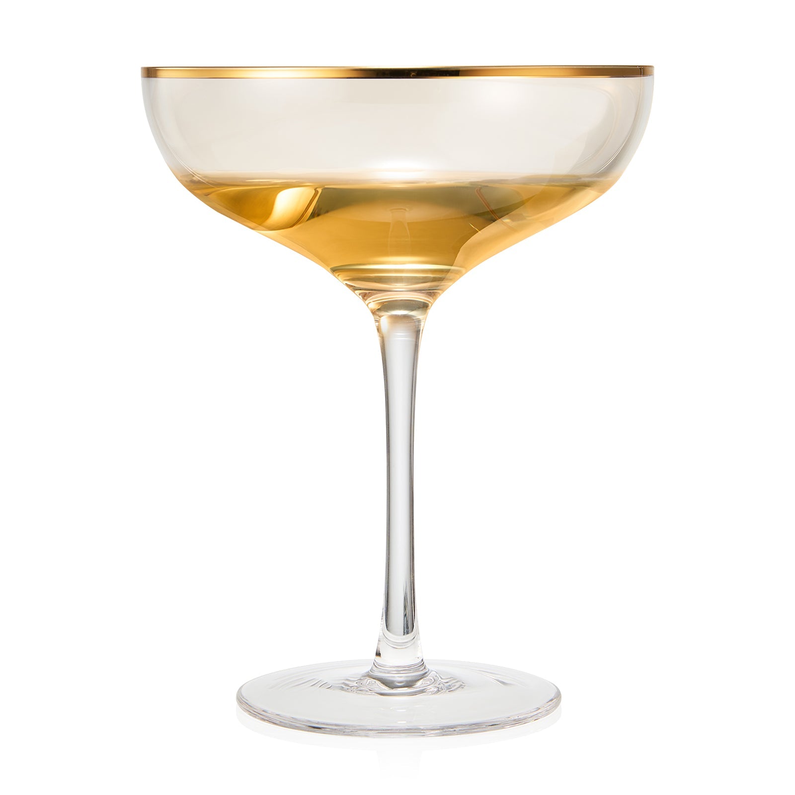 Colored Crystal Gilded Rim Coupe Glass Large 9OZ Cocktail Champagne Glasses 2 Set Vi