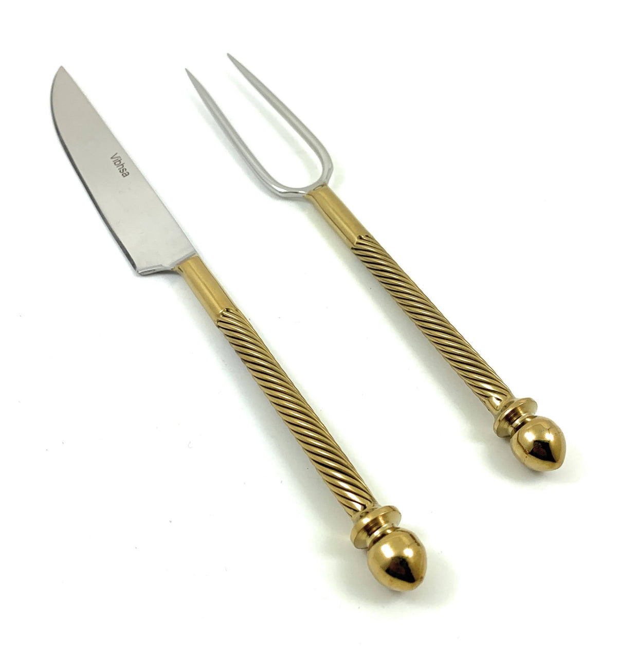 Luxury Carving Set – Handmade Stainless Steel with Gold Accents