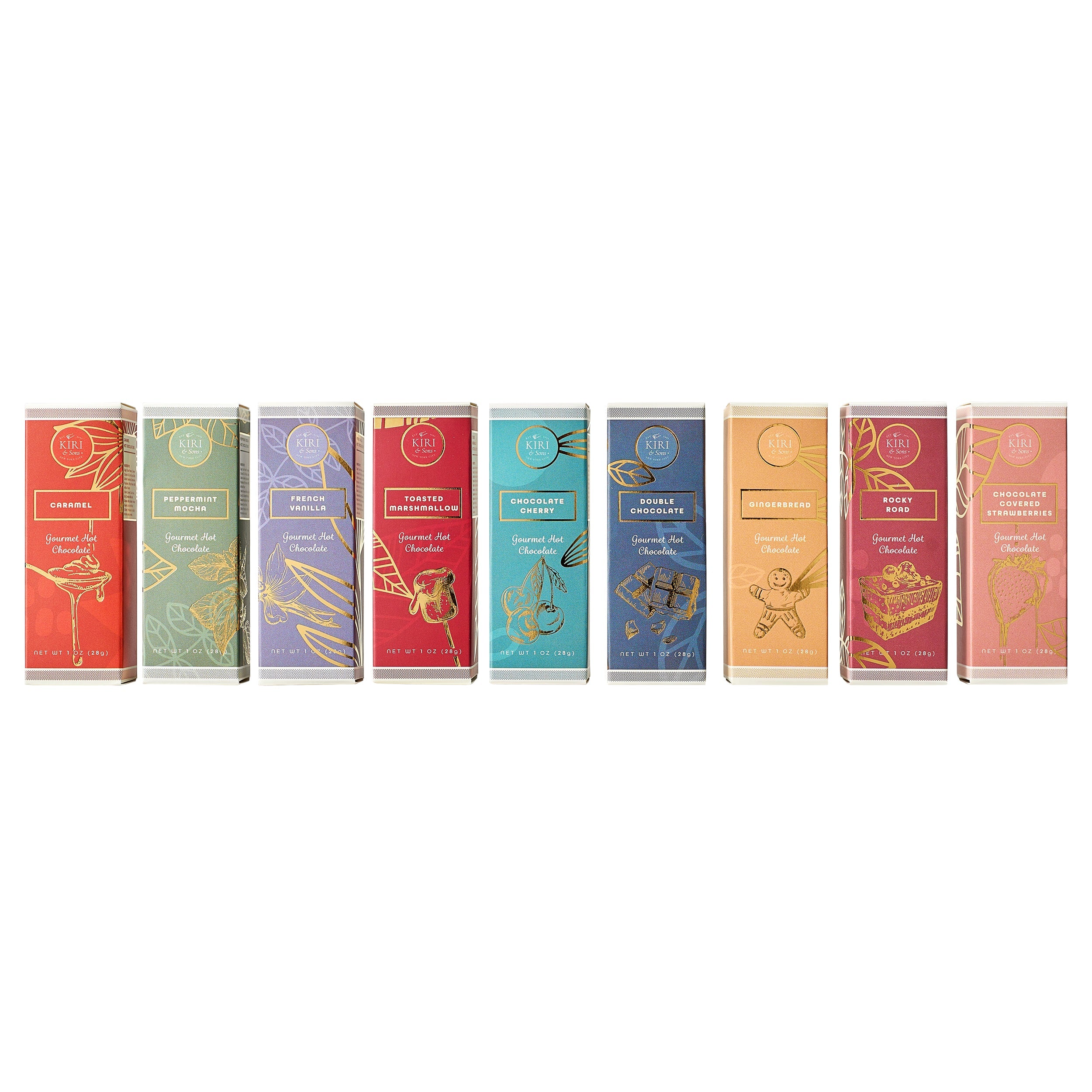 Kiri Sons Hot Chocolate Gourmet Gift Set Of 9 28g Per Flavor 9 Oz Total Flavors Include Caramel Pepp