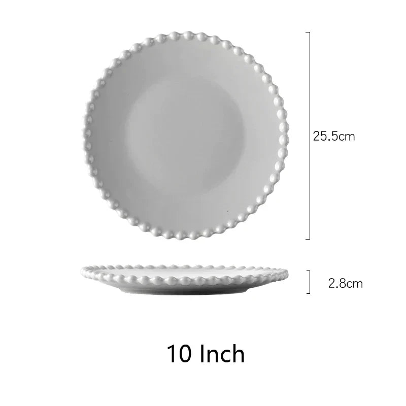Heart Shaped Pearl Dinner Plate Set - Elegant Porcelain Tableware for Salad, Soup, Steak