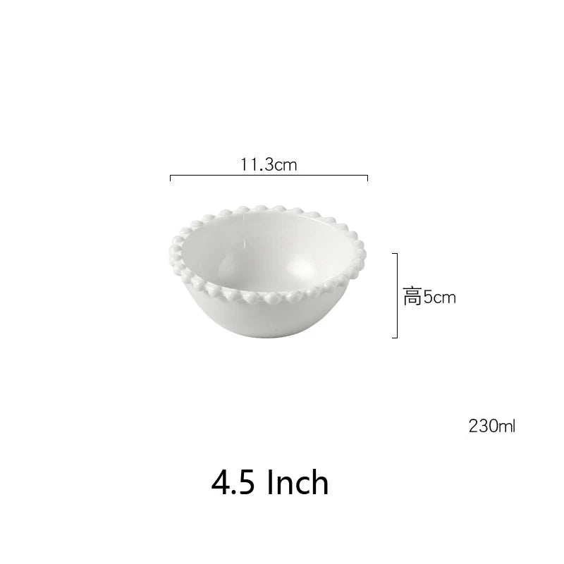 Heart Shaped Pearl Dinner Plate Set - Elegant Porcelain Tableware for Salad, Soup, Steak