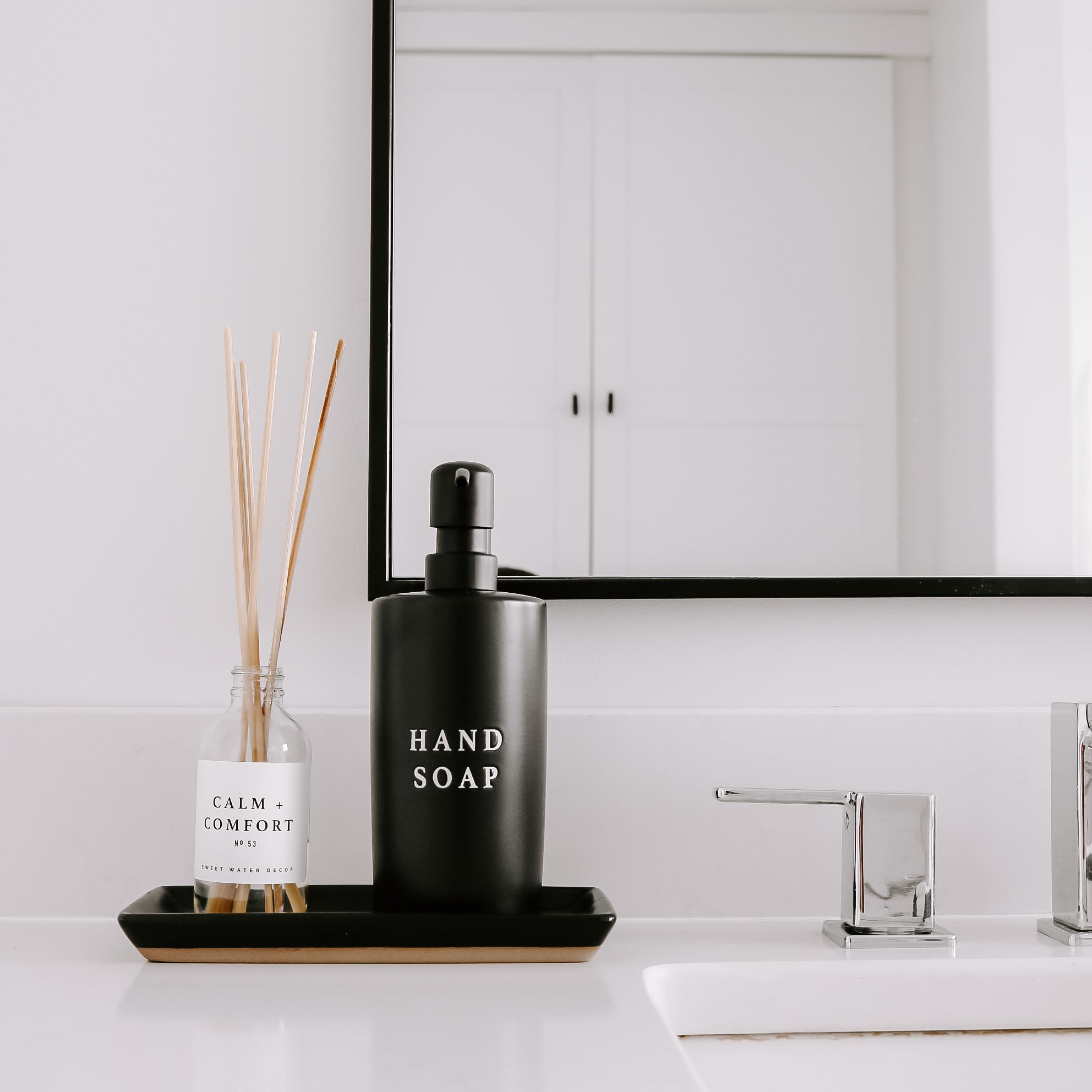 15oz Black Stoneware Hand Soap Dispenser