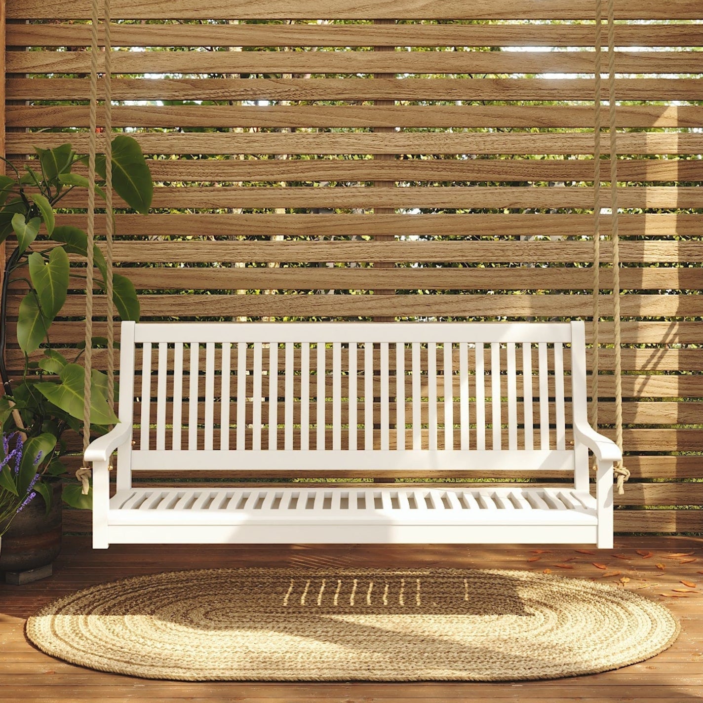 East Green Hayden Acacia Porch Swing