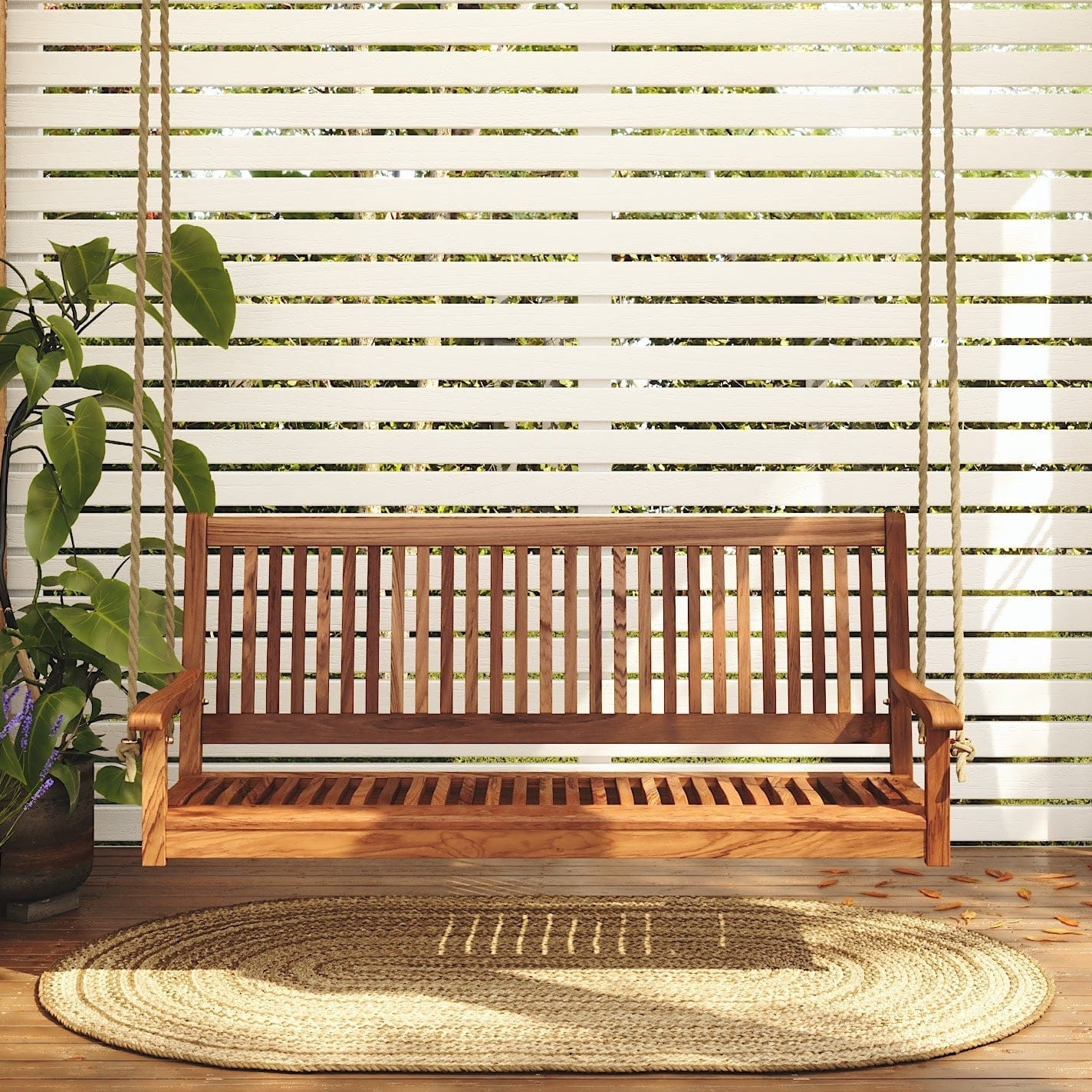 East Green Hayden Acacia Porch Swing
