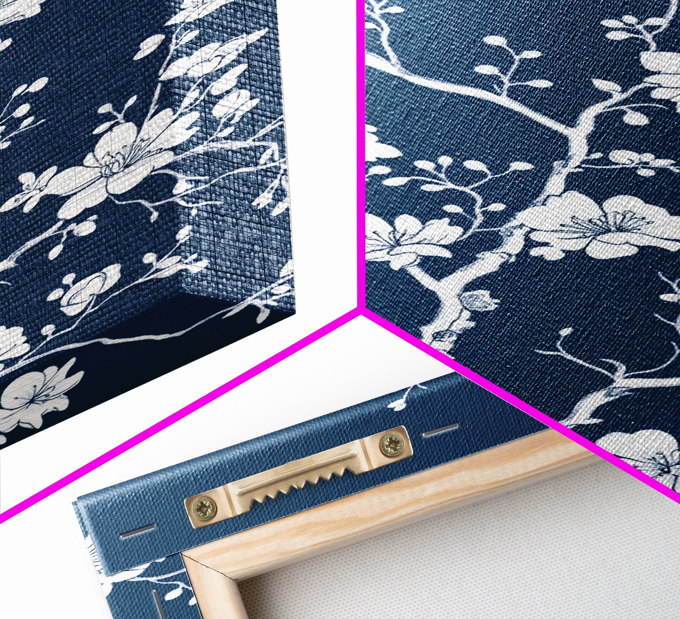 Forest Life Botanical Print - Framed Canvas Print - Chinoiserie Wall Art, Chinoiserie Painting, Blue Wall Art Ready To Hang