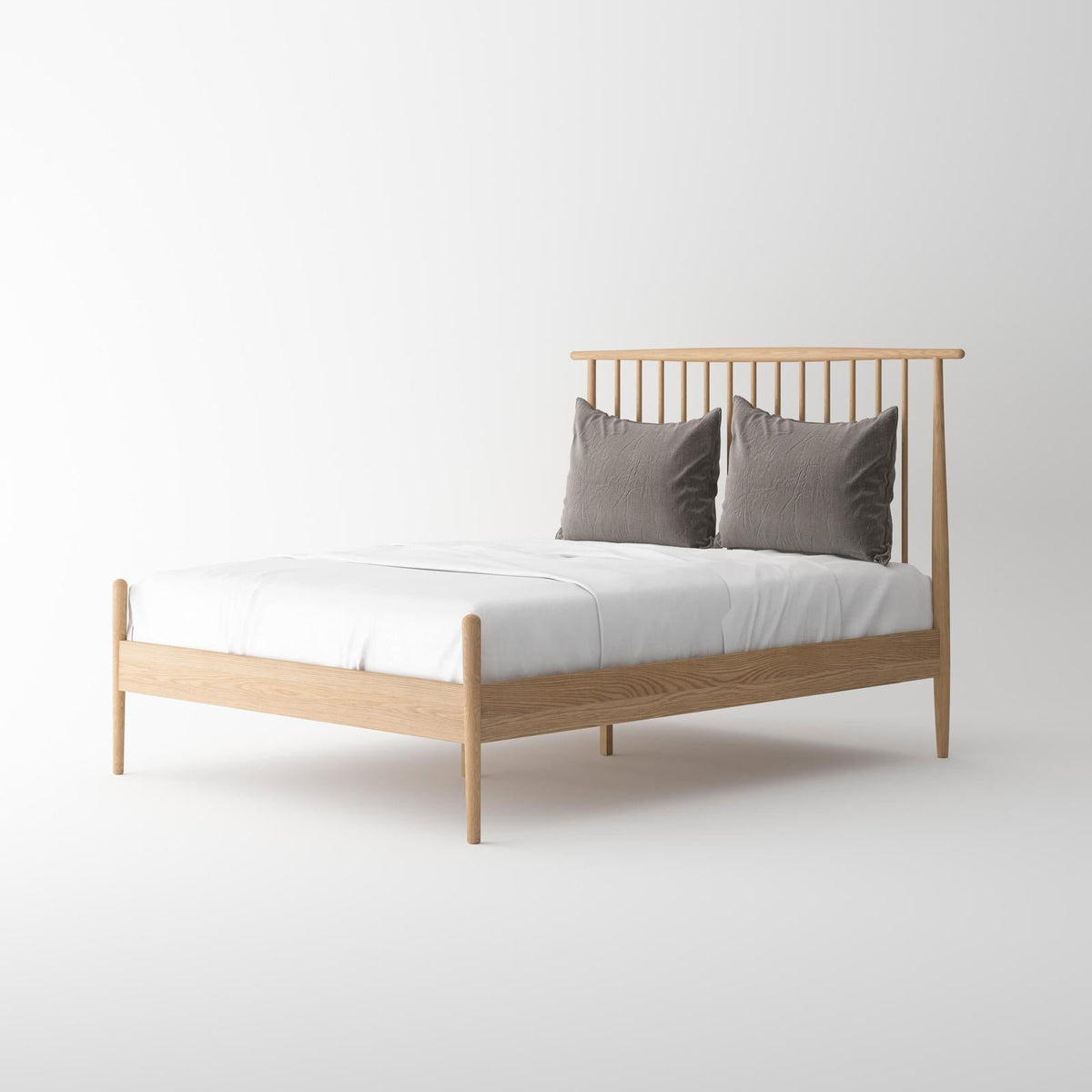 Isabella Mid Century Bed Frame - Solid American White Oak