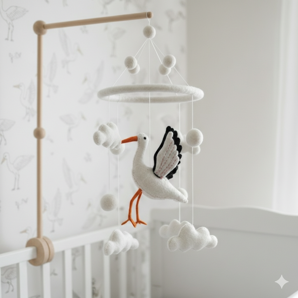Felt Baby Mobile - Stork