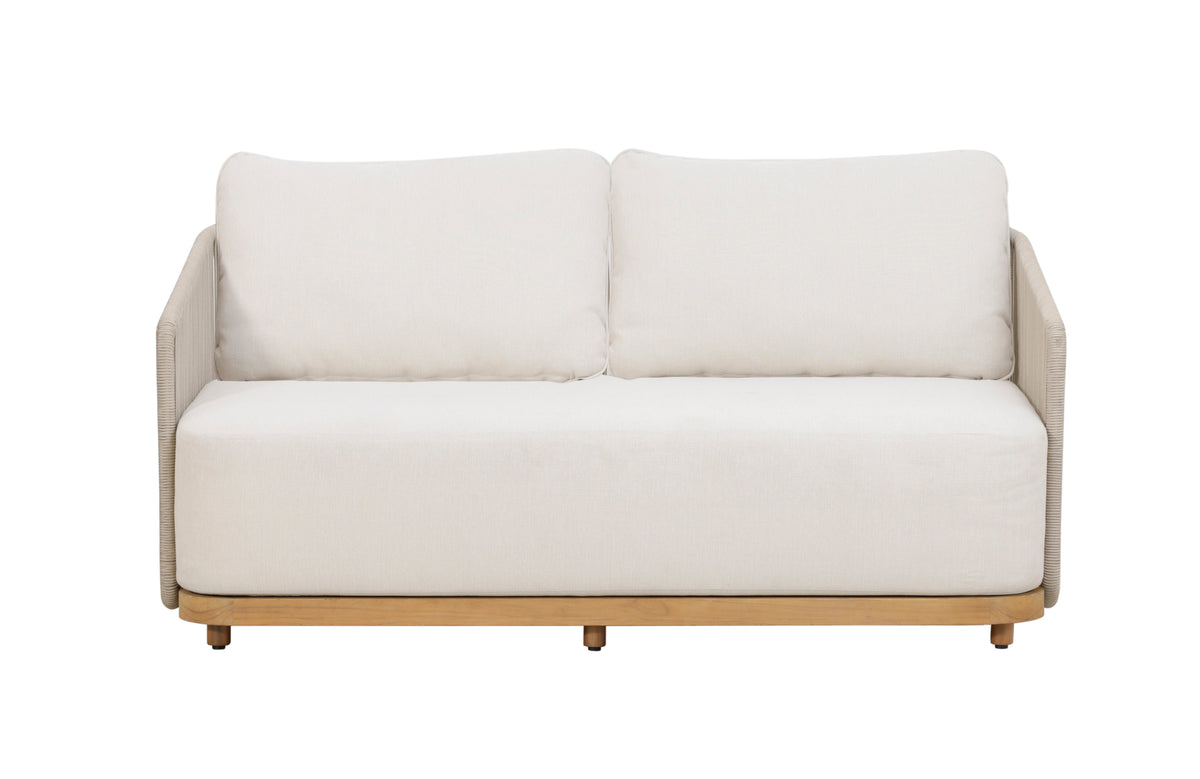 Alpine Teak Wood Outdoor Loveseat with Gray Rope Design