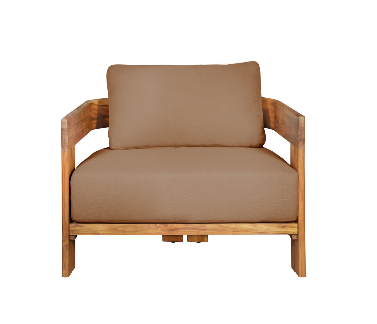 Paradiso Outdoor Solid Teak Wood Chair - light brown fabric