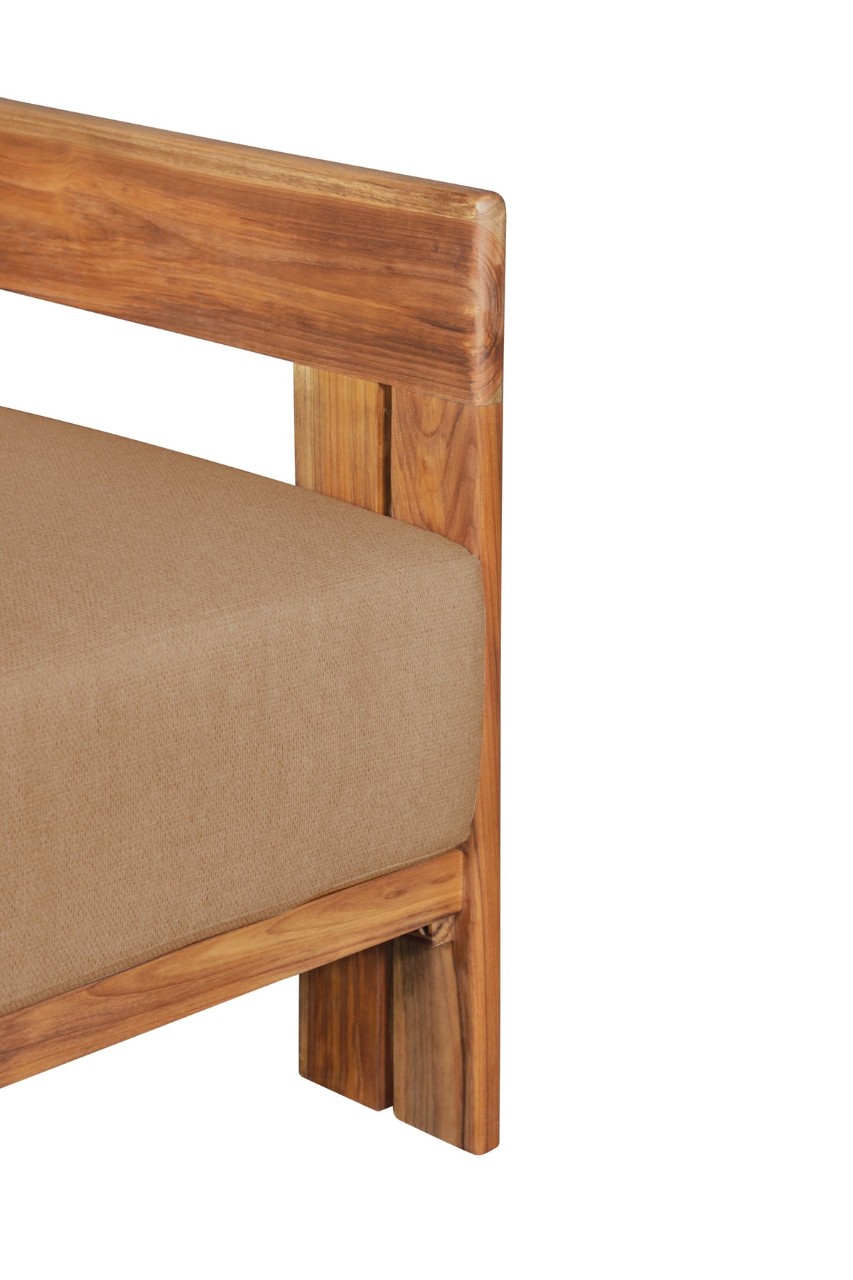 Paradiso Outdoor Solid Teak Wood Chair - light brown fabric
