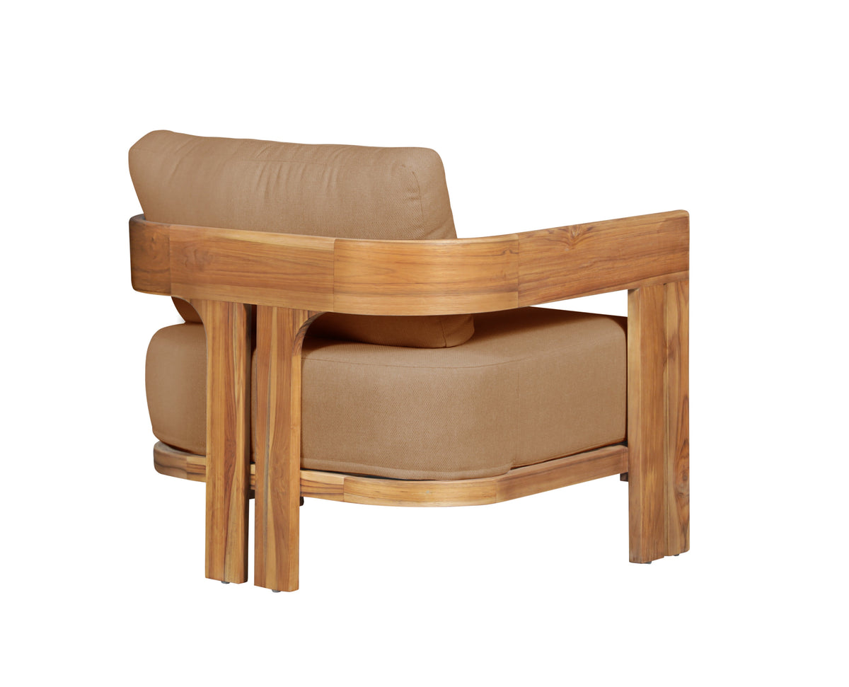 Paradiso Outdoor Solid Teak Wood Chair - light brown fabric