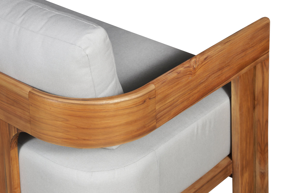 Paradiso Outdoor Solid Teak Wood Chair - Light Grey fabric