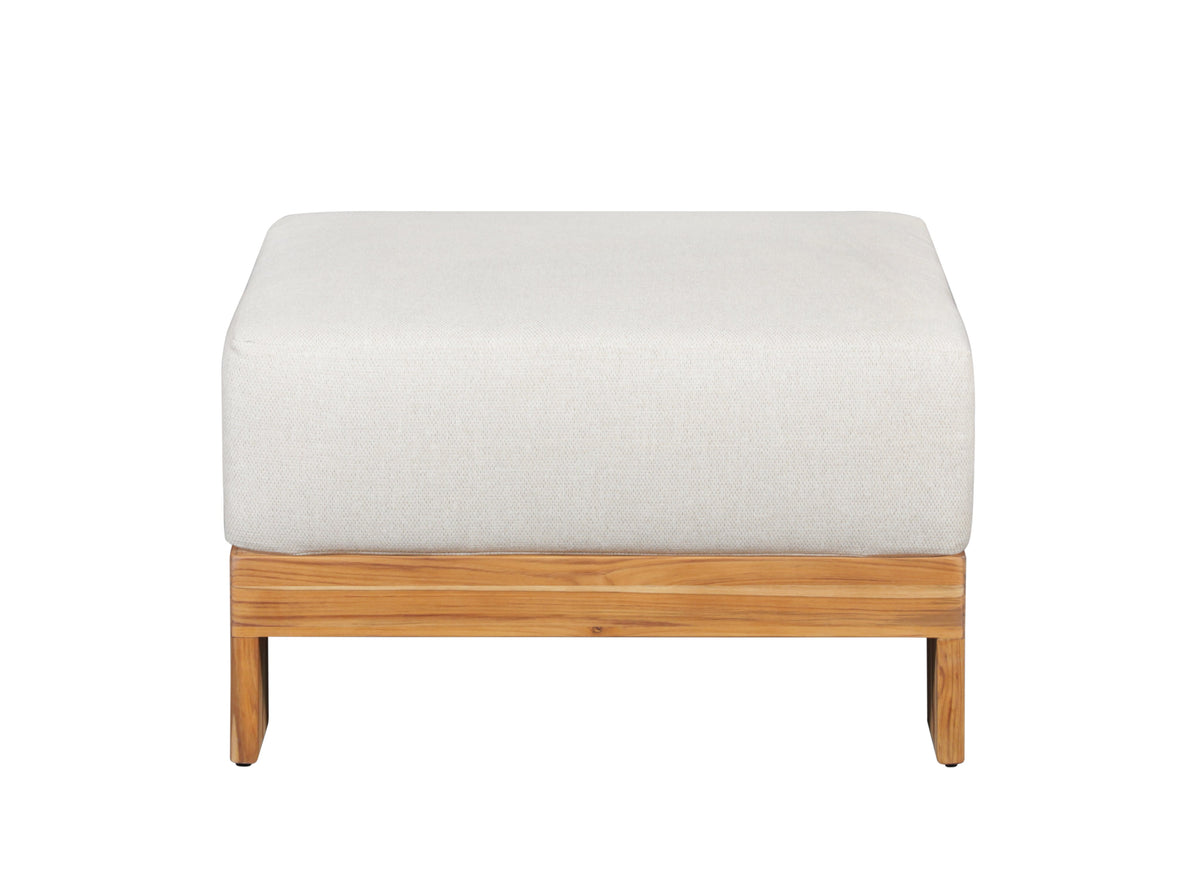 Paradiso Outdoor Solid Teak Wood Ottoman - Gray fabric