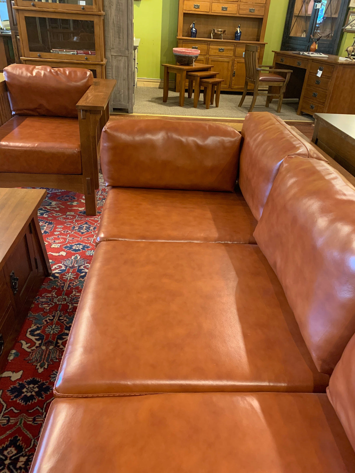 Mission Crofter Sofa - Solid Quarter Sawn Oak and Leather Cushions