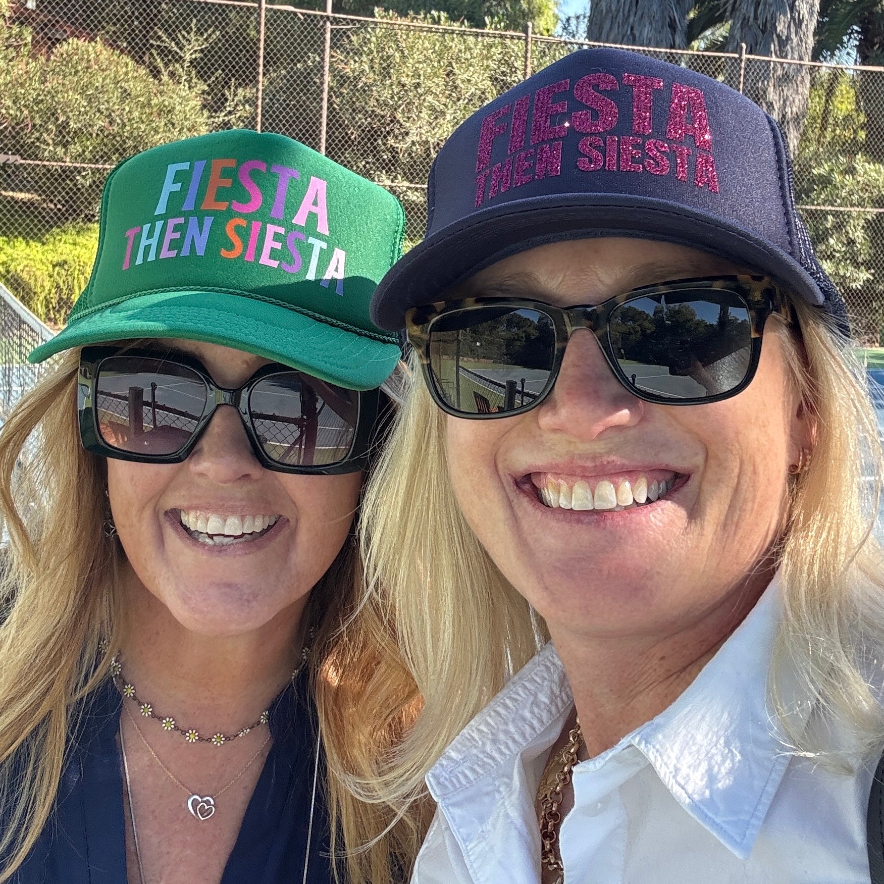 Midlifers FIESTA THEN SIESTA navy trucker hat