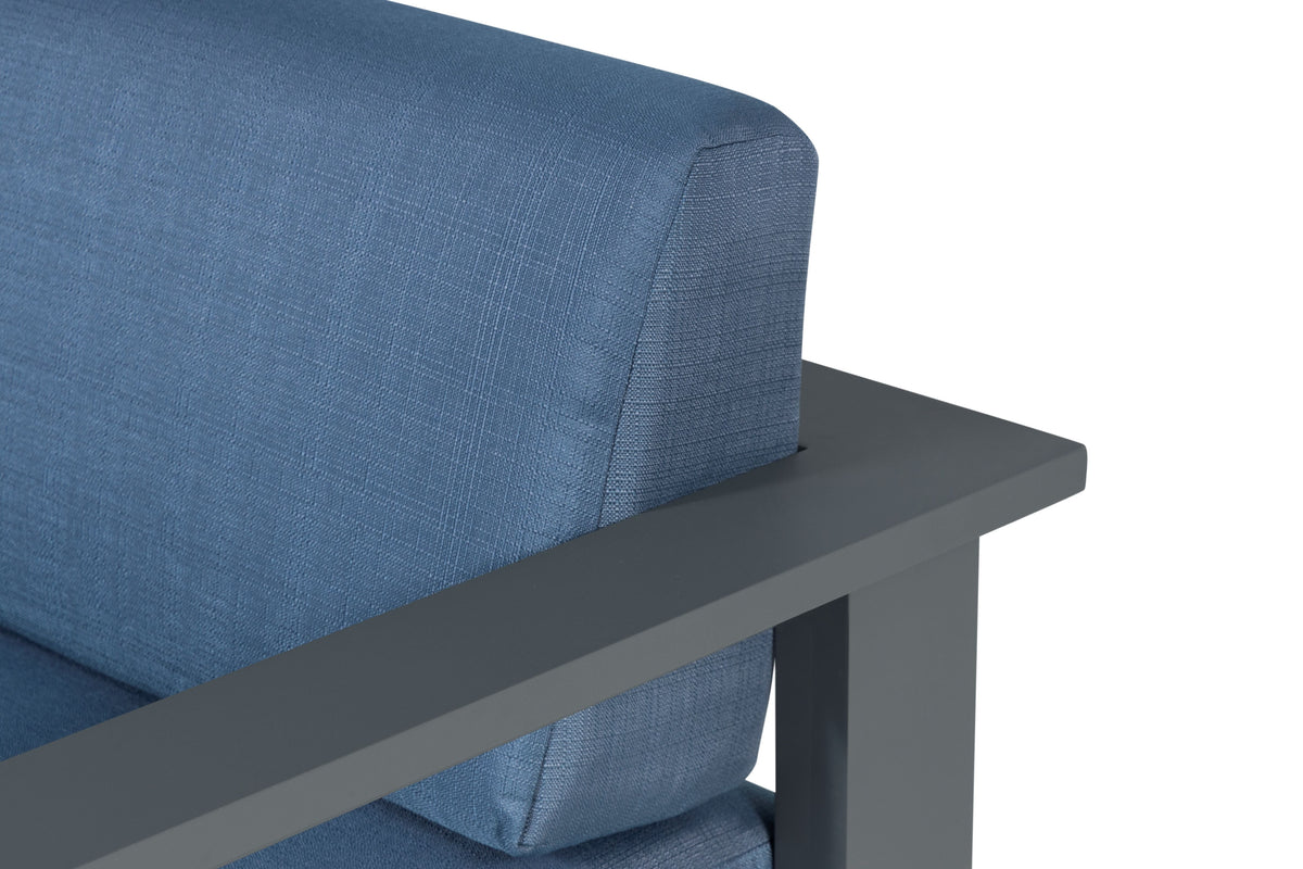 Sardinia Aluminum Frame Outdoor Sofa Set - Blue Cushions