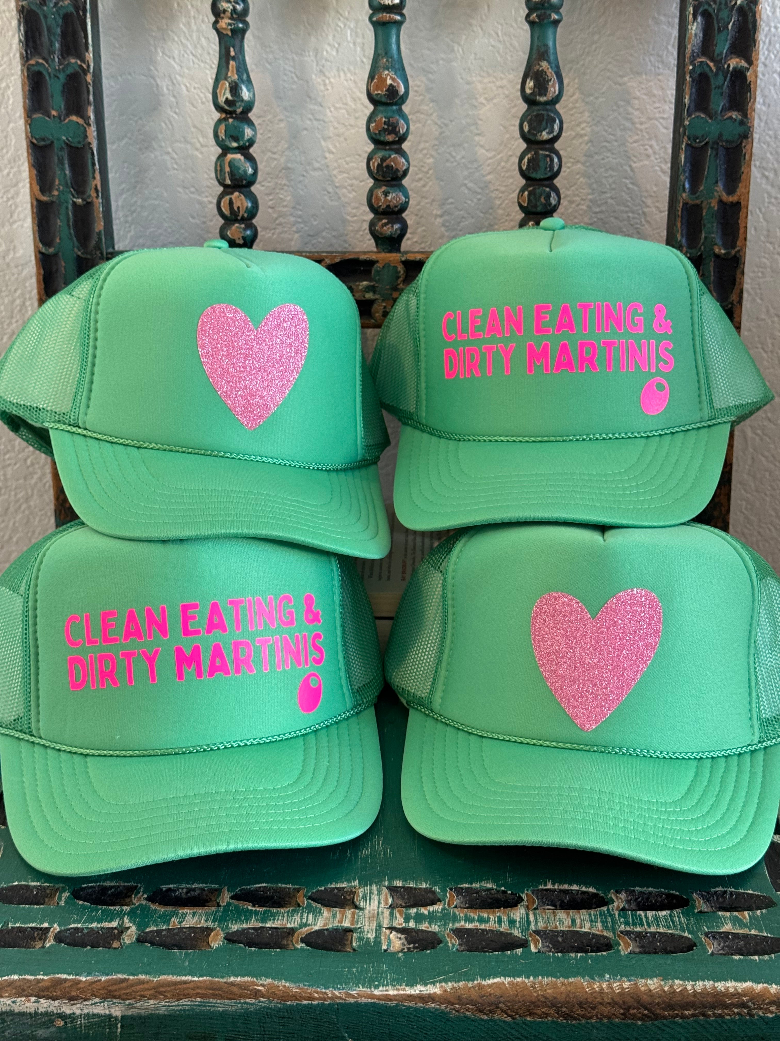 Clean Eating & Dirty Martinis cactus trucker hat